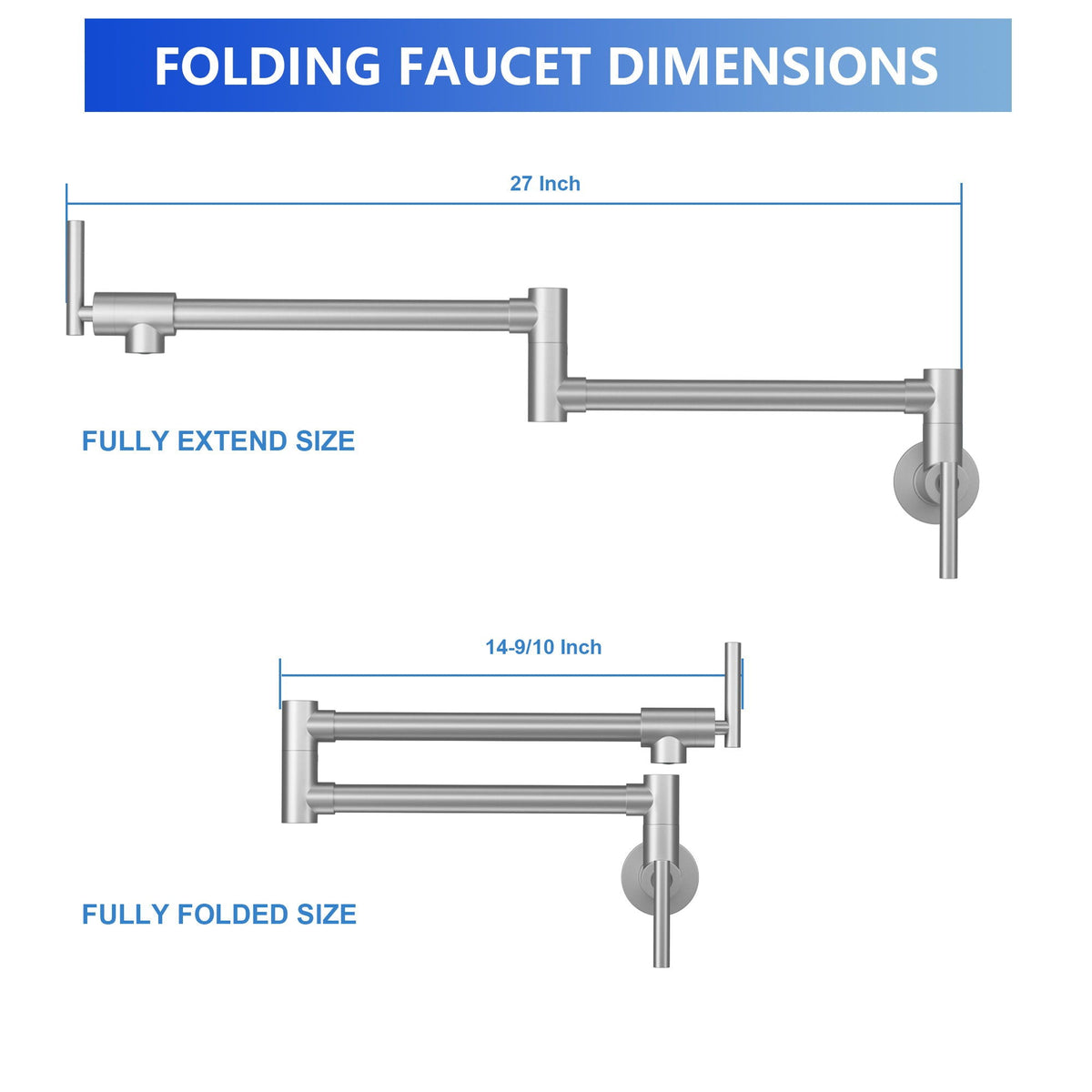 Wall Mount Pot Filler Faucet with Dual Handles - Brushed Nickel