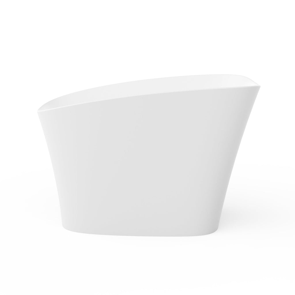 51-Inch Freestanding Solid Surface Deep Soaking Bathtub with Seat - Matte White