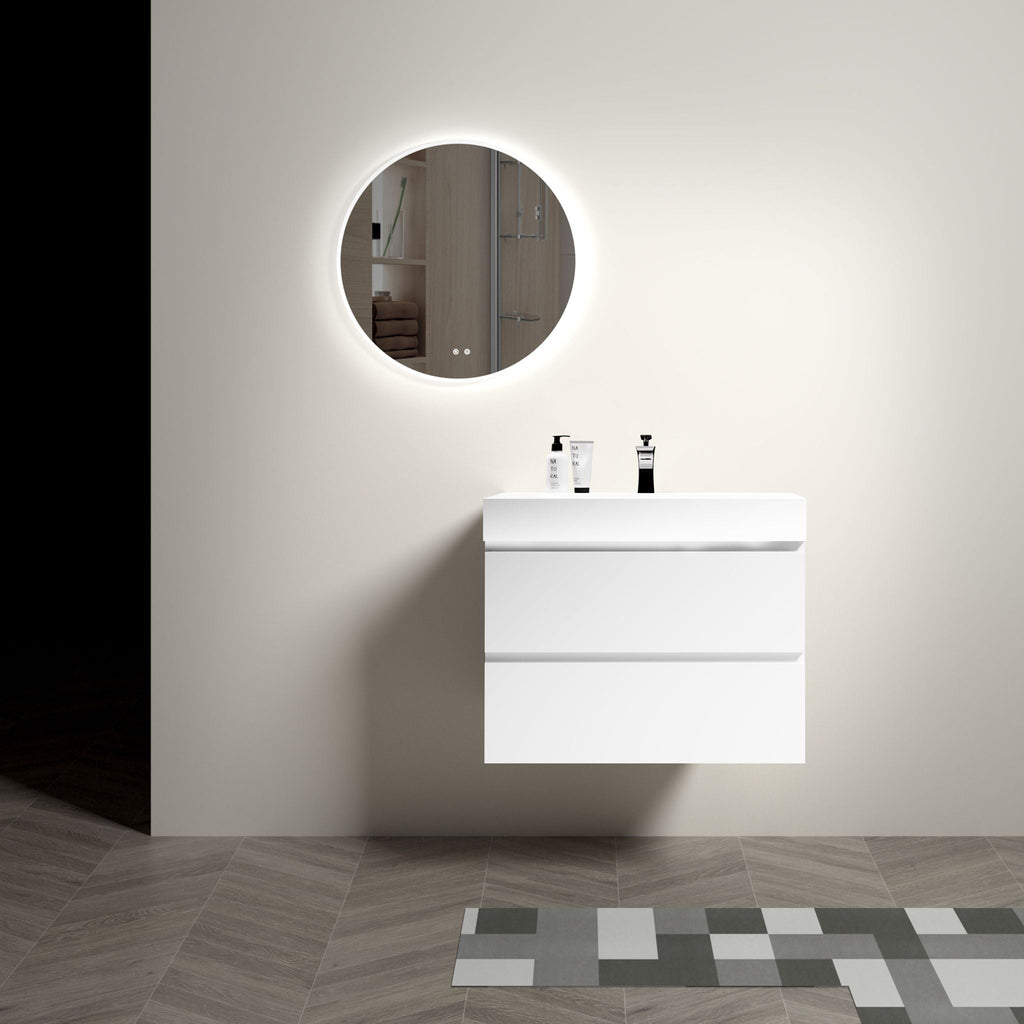 Modern Floating Bathroom Vanity with Large Storage - White or Black