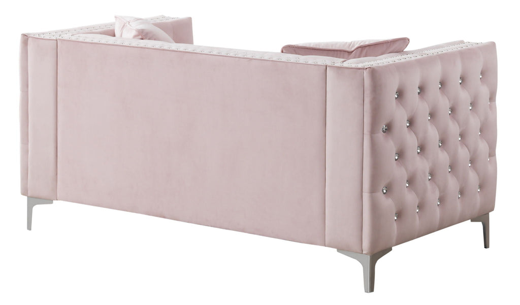 Elegant Track Arm Loveseat with Tufted Micro Suede - Multiple Colors