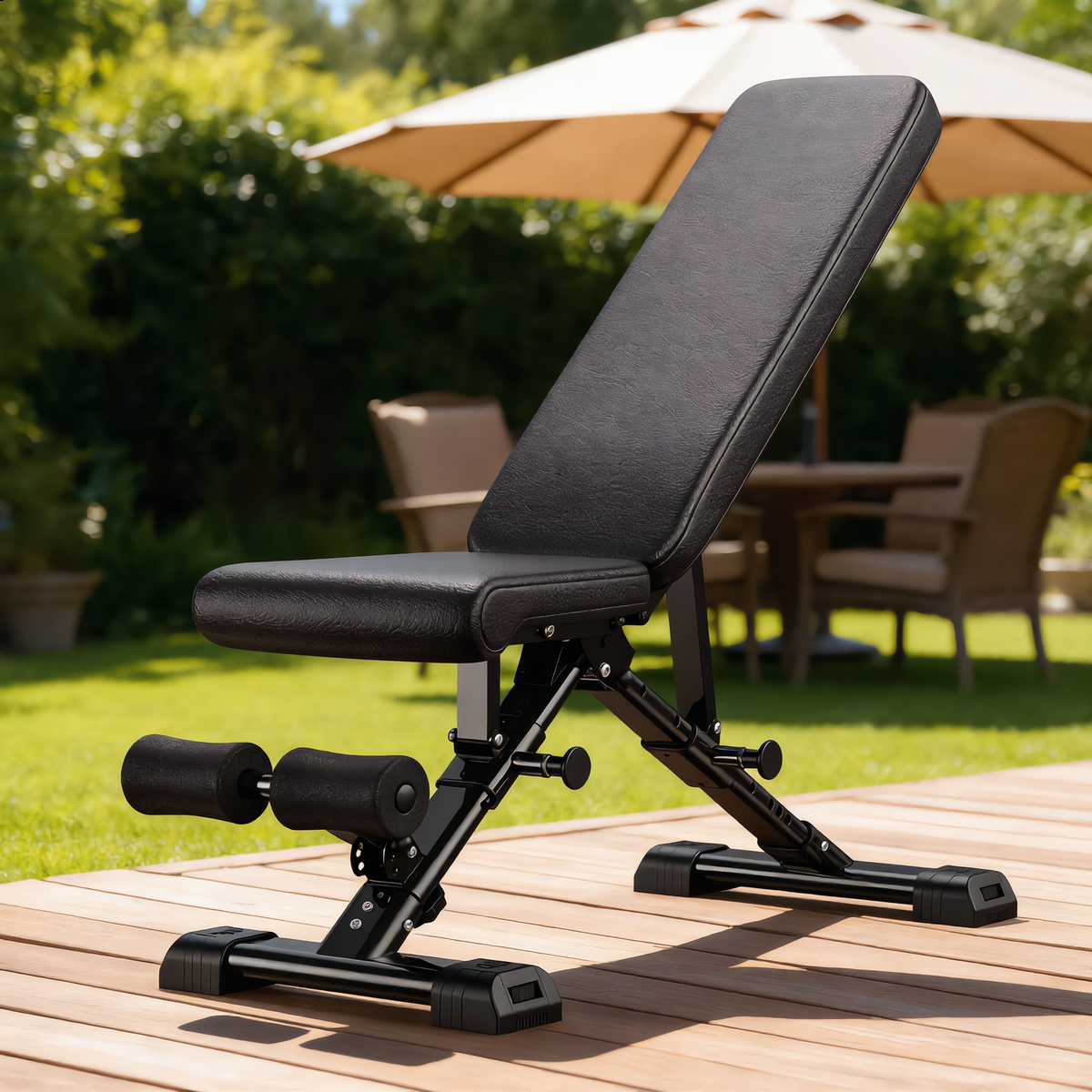 Adjustable Weight Bench with Resistance Bands - Steel Frame