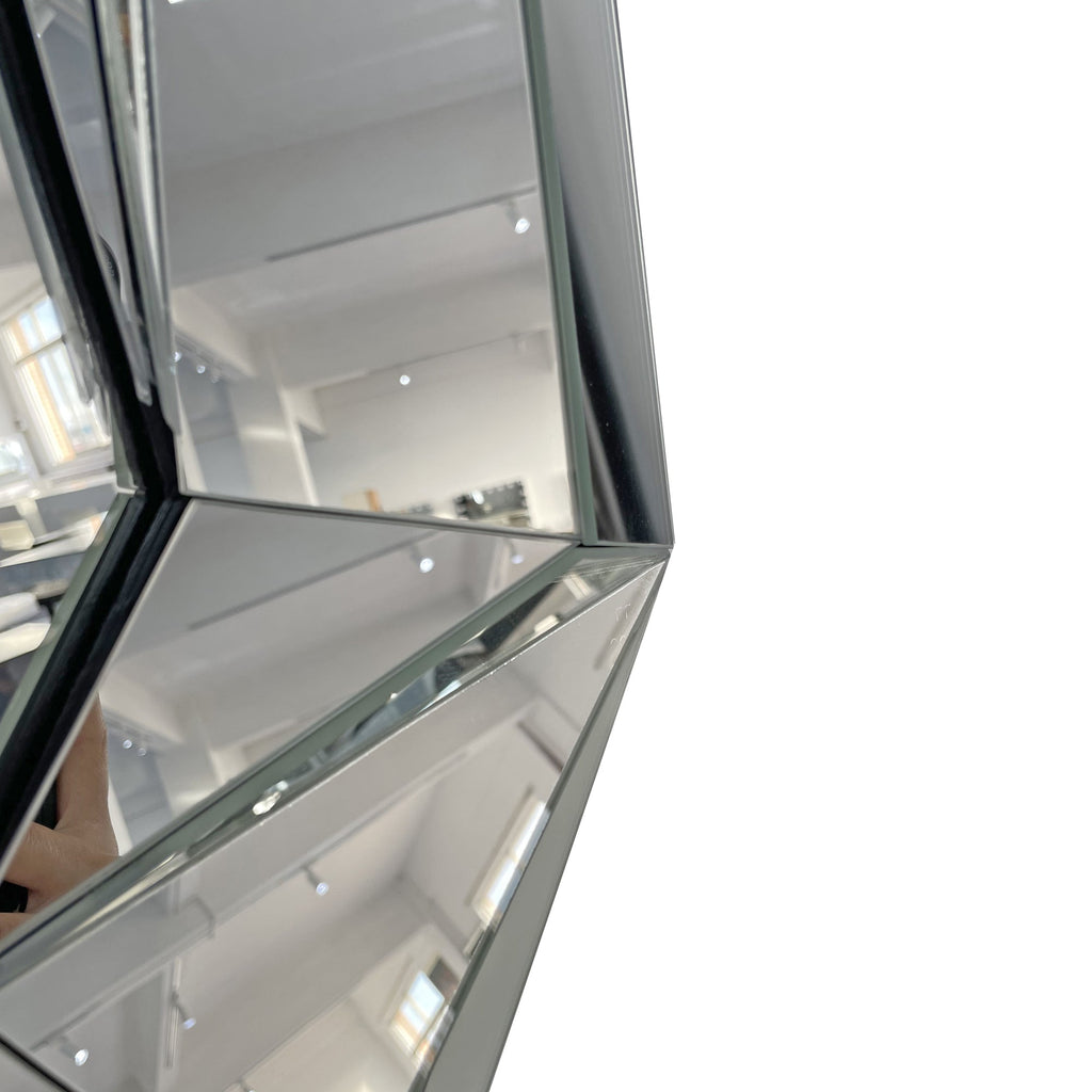Diamond Shaped Large Wall Mirror with Frameless Modern Design