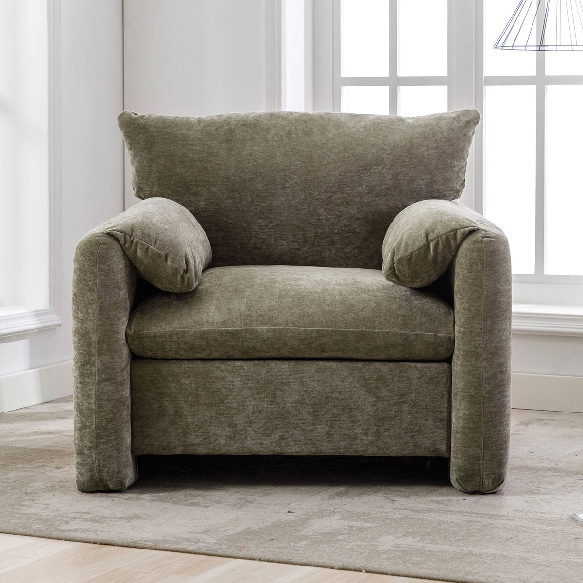 Oversized Accent Single Sofa Lounge Chair with Stain-Resistant Chenille - Matcha Green