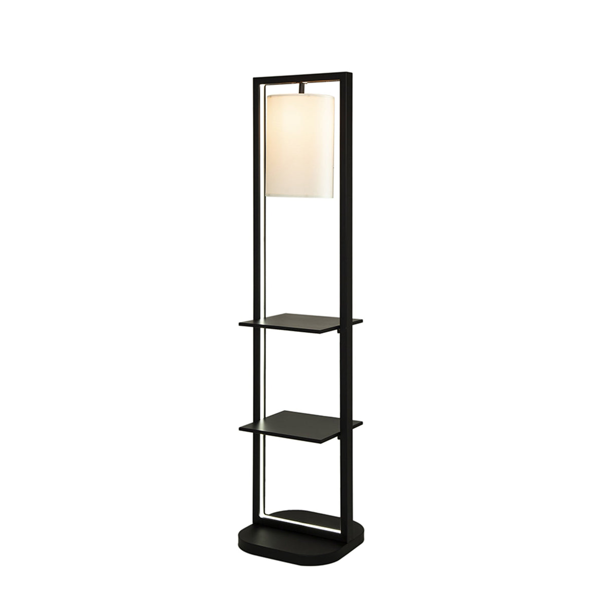 Two Tiered Vertical Shelving Stand with Light - Iron, Modern Design