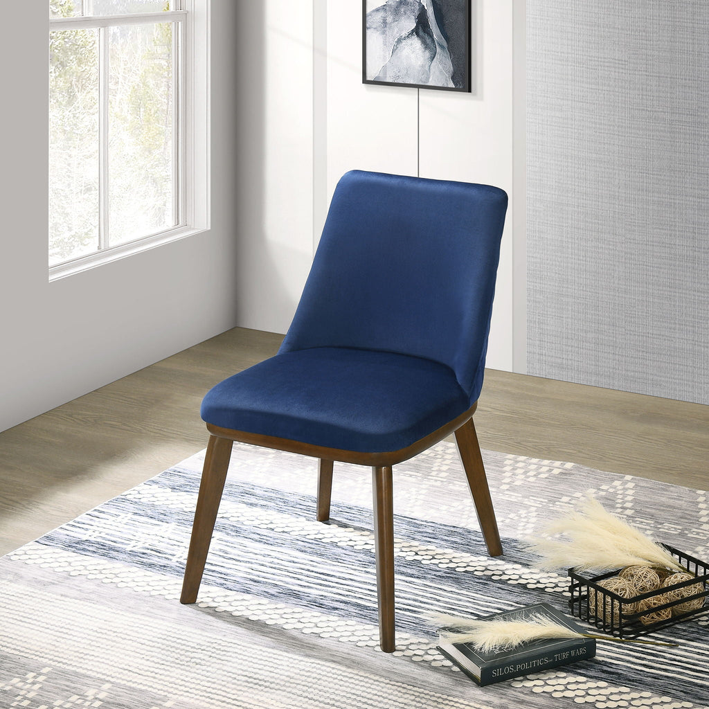 Mid-Century Dining Chair Set of 2 with Solid Wood Frame - Blue or Beige