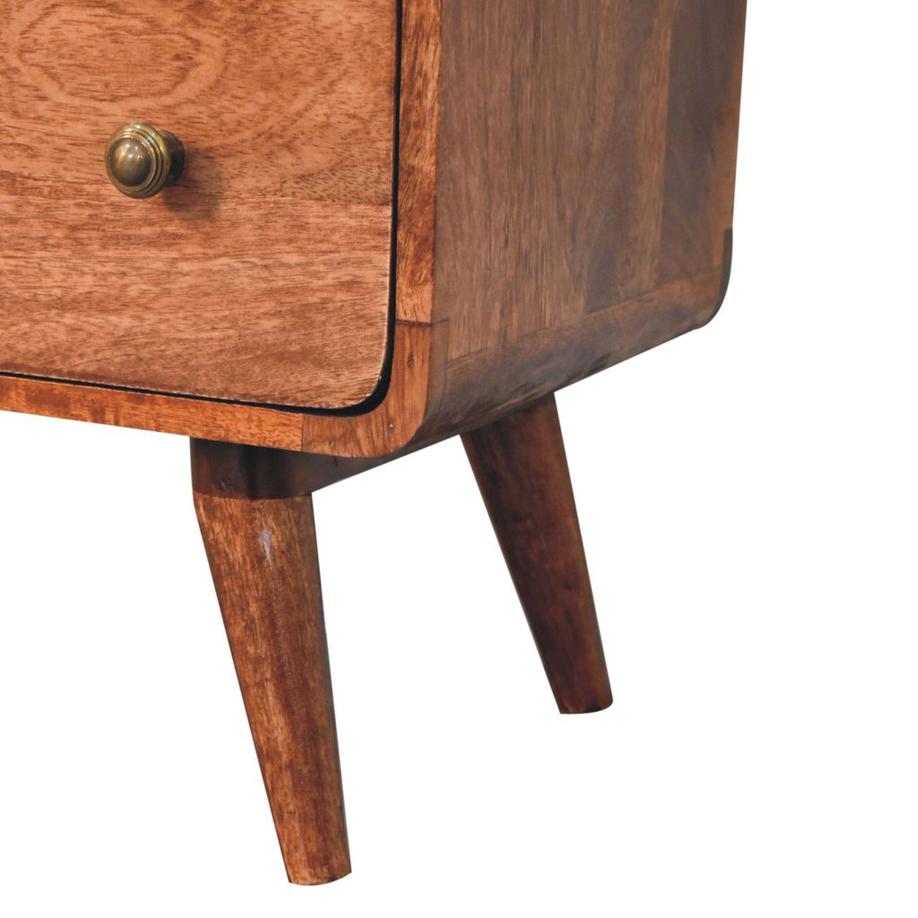 Solid Wood Curved Dresser with Modern Design - Honey Caramel