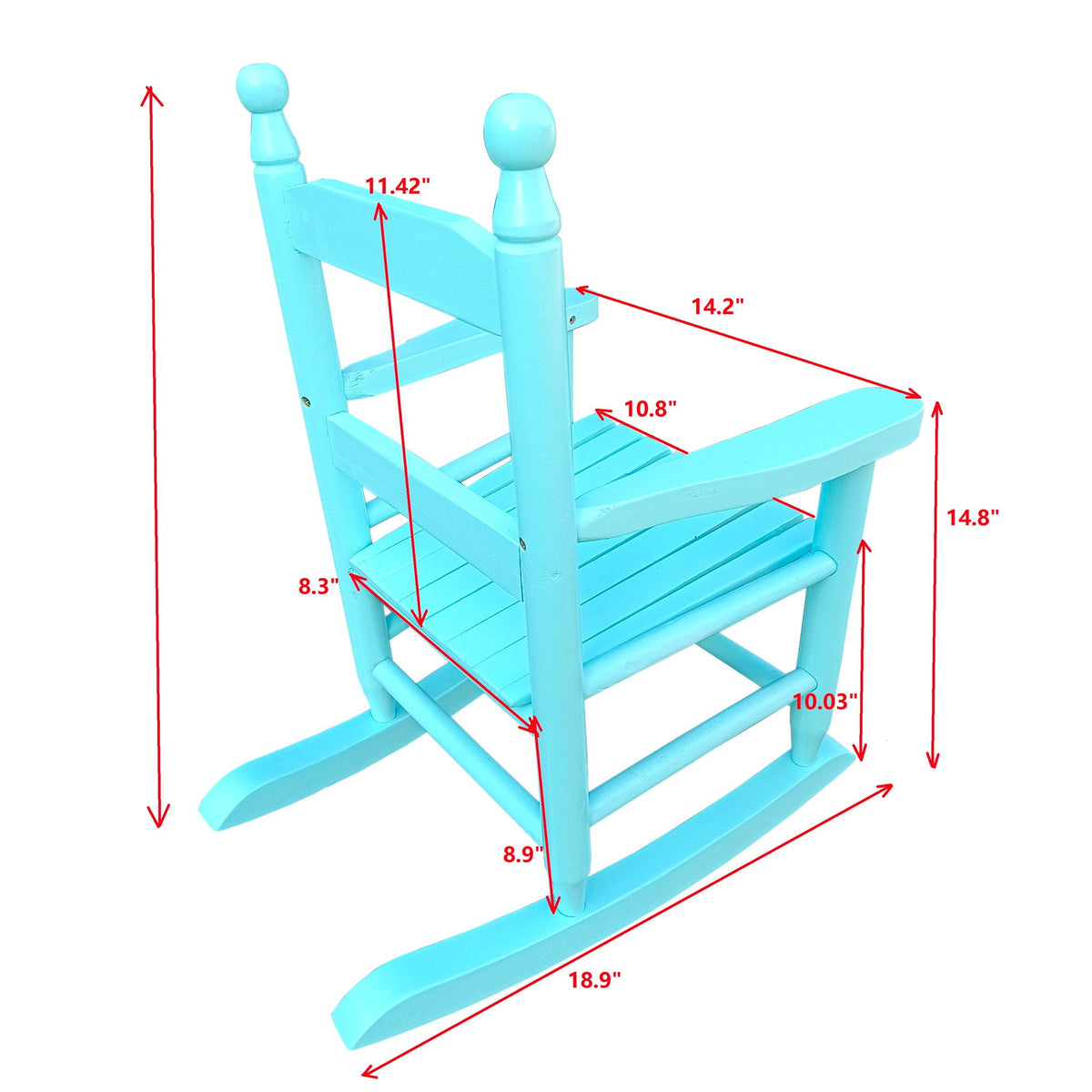 Children's Rocking Chair with Sturdy Populus Wood Frame - Multiple Colors