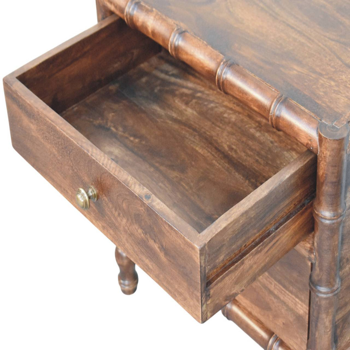 Solid Wood Bamboo Frame Nightstand with Roasted Almond Finish