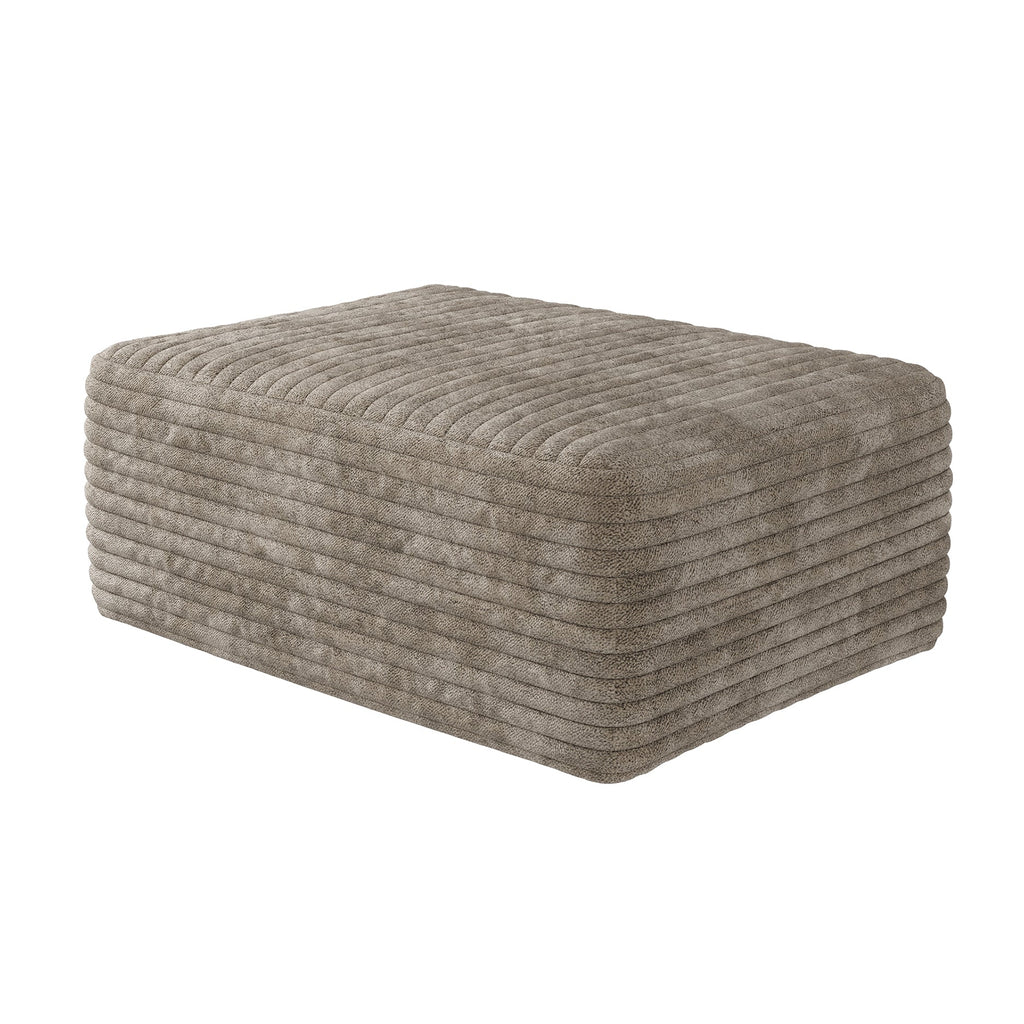 Camel Plush Corduroy Sofa Ottoman with No Assembly Required – 39.4" W