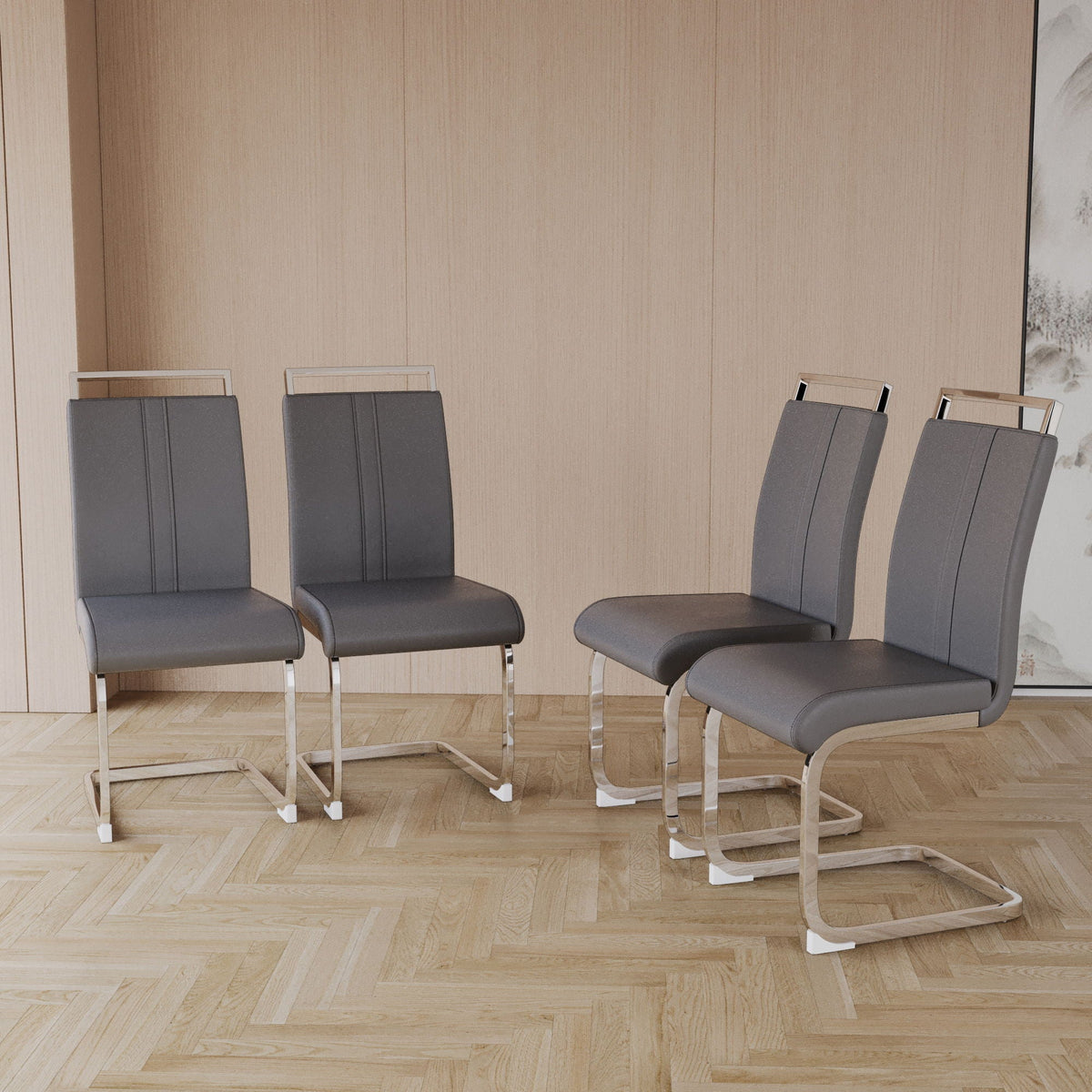 Modern Dining Chairs with Padded Seat and High Back - Black, White, or Dark Gray
