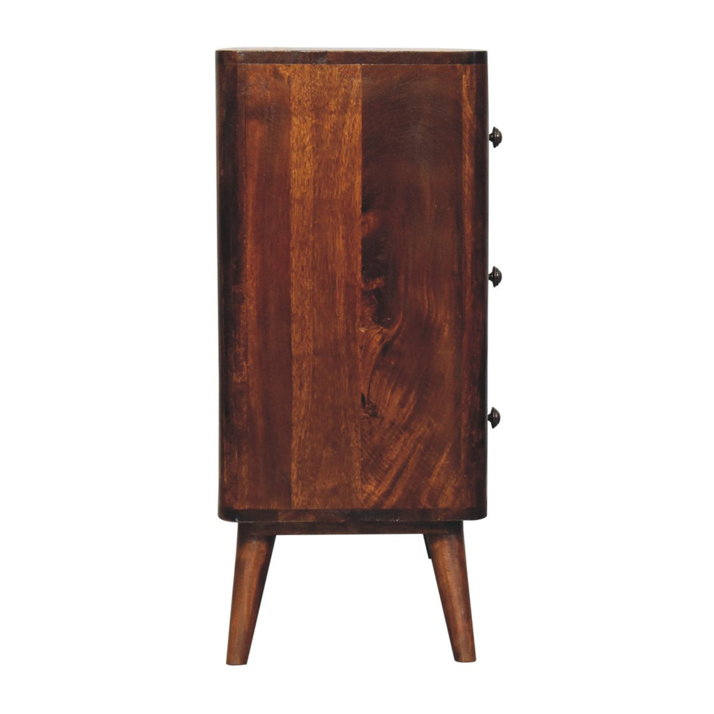 Solid Wood Bera Chest with 3 Drawers - Chestnut Finish