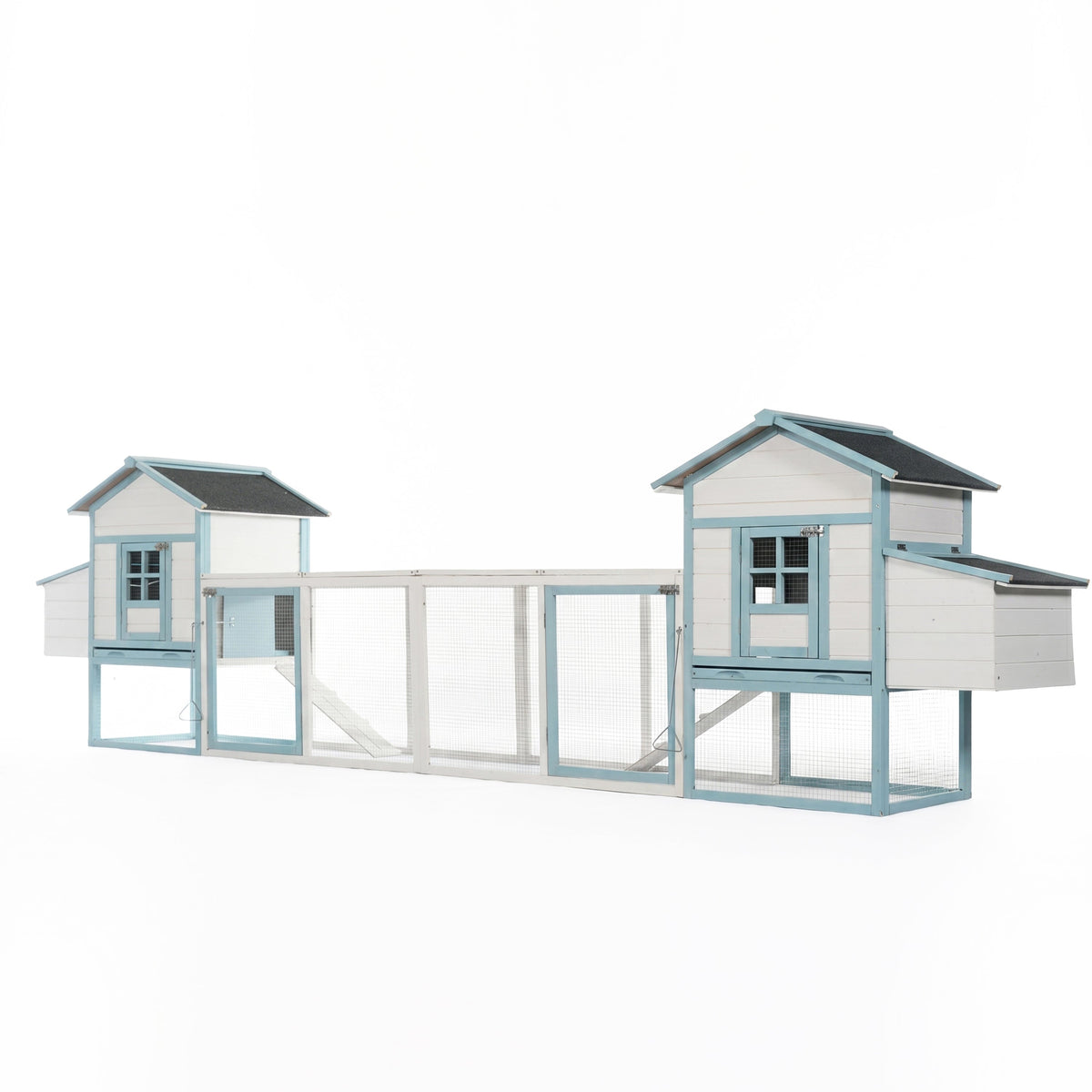 Large Wooden Chicken Coop with Double Nesting Boxes - Natural Wood