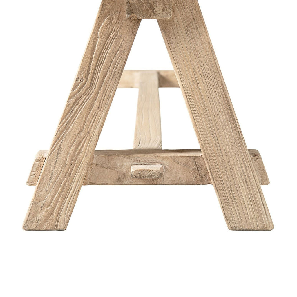 Natural Dining Bench with Pillar Base - Solid Reclaimed Elm