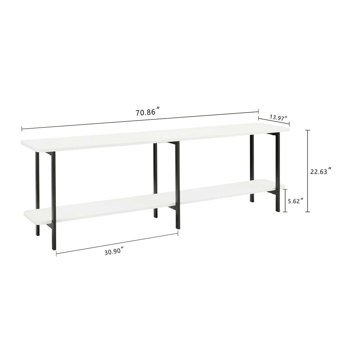 Celine 2 Shelf Console Table with Durable Construction - Gray, White, Black