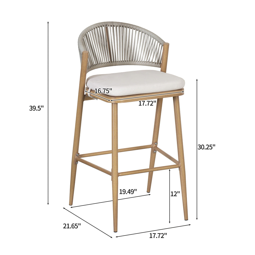 Outdoor Bar Height Metal Frame Counter Stools