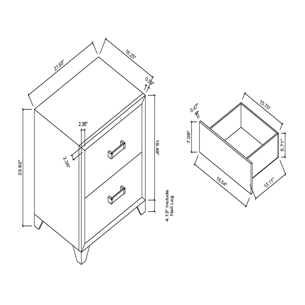 White Nightstand with Modern Acrylic Hardware - Omoda