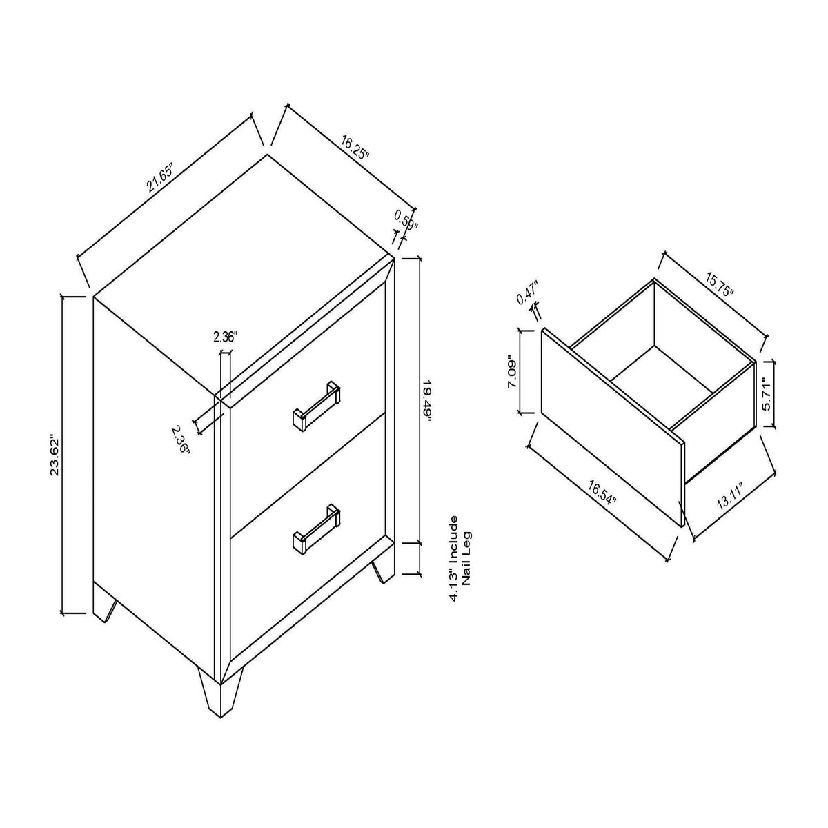 White Nightstand with Modern Acrylic Hardware - Omoda