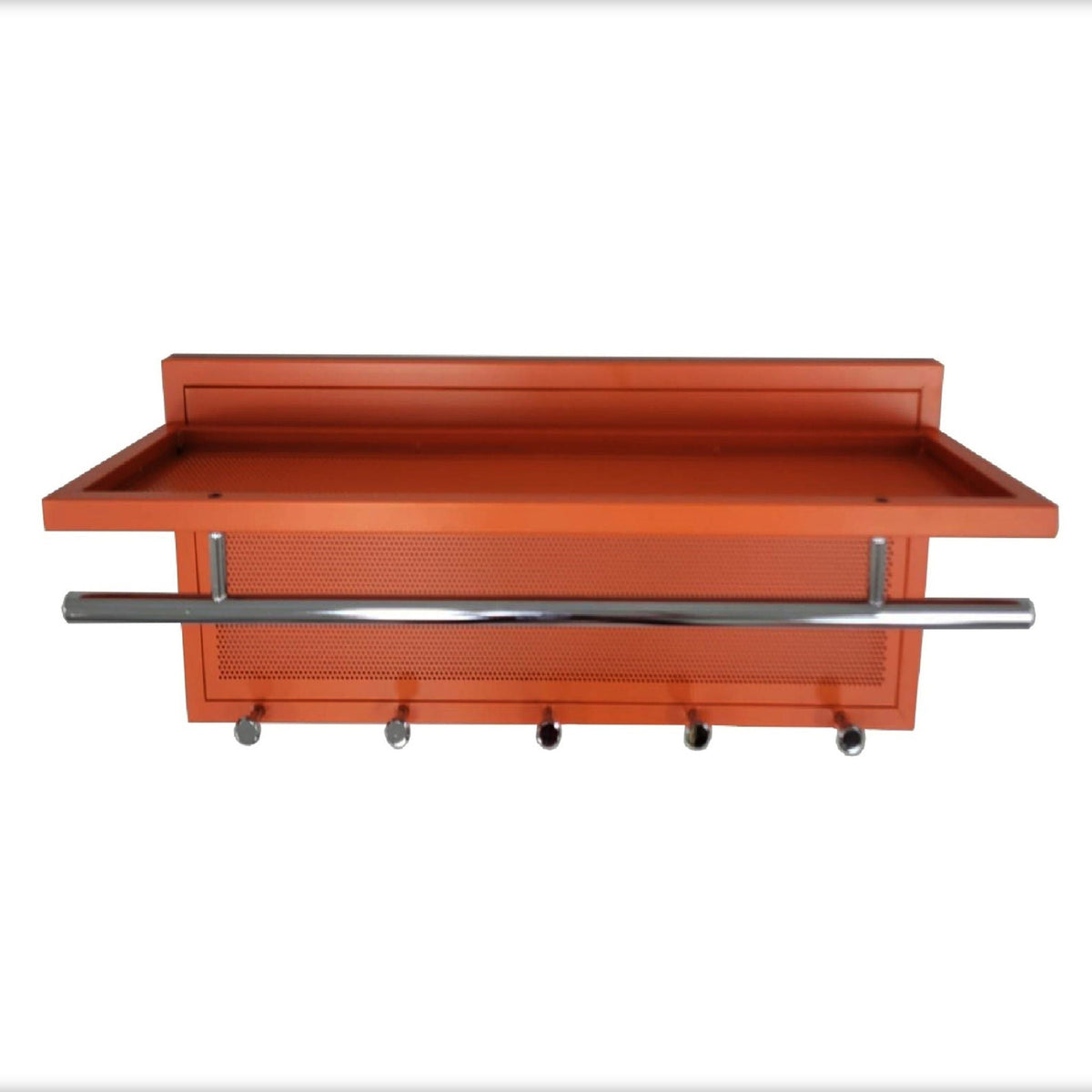 Powder Coated Metal Wall Mounted Coat Rack with Shelf - Multiple Colors