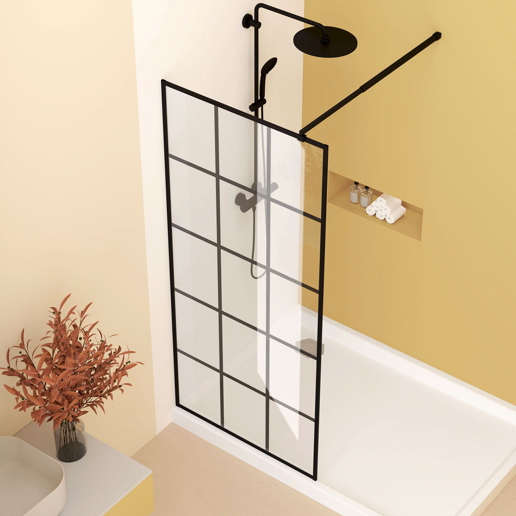 Framed Glass Shower Screen with Tempered Safety Glass - Matte Black