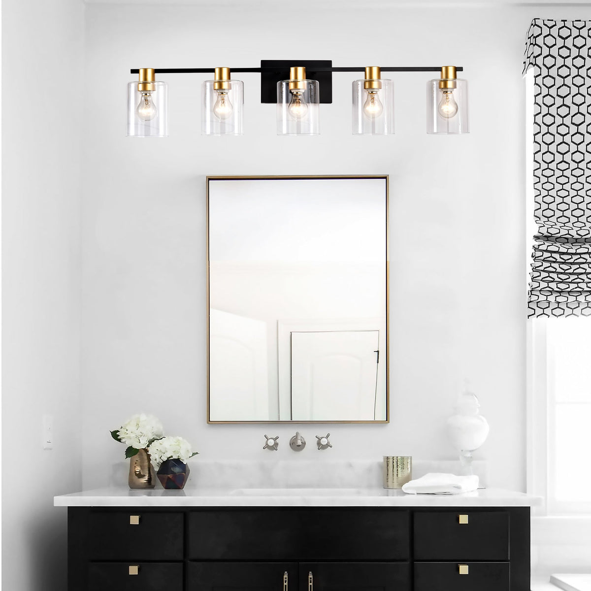5-Light Matte Bathroom Lighting with Metal Construction - Matte Finish