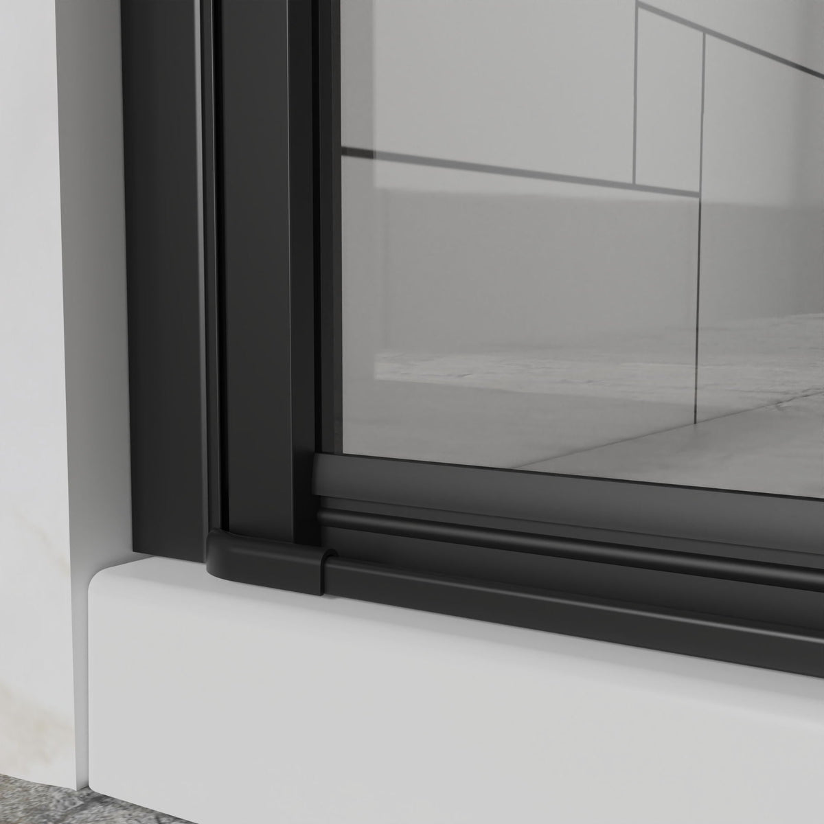 Bifold Frameless Shower Door with Tempered Clear Glass - Pearl Silver or Black