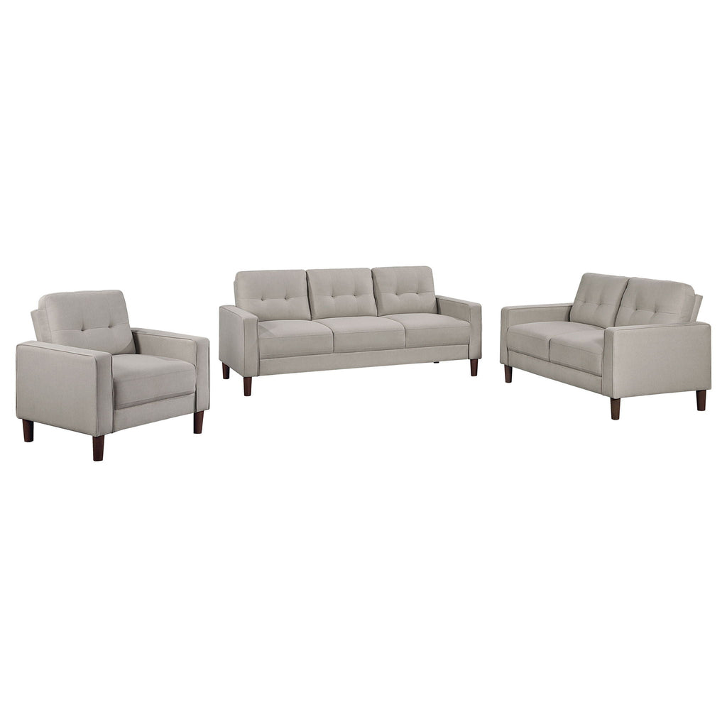 Bowen 3-piece Upholstered Track Arm Tufted Sofa Set Beige