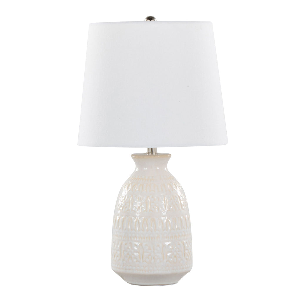 Contemporary Ceramic Lamp Set with Textured Vase Base - Green or White
