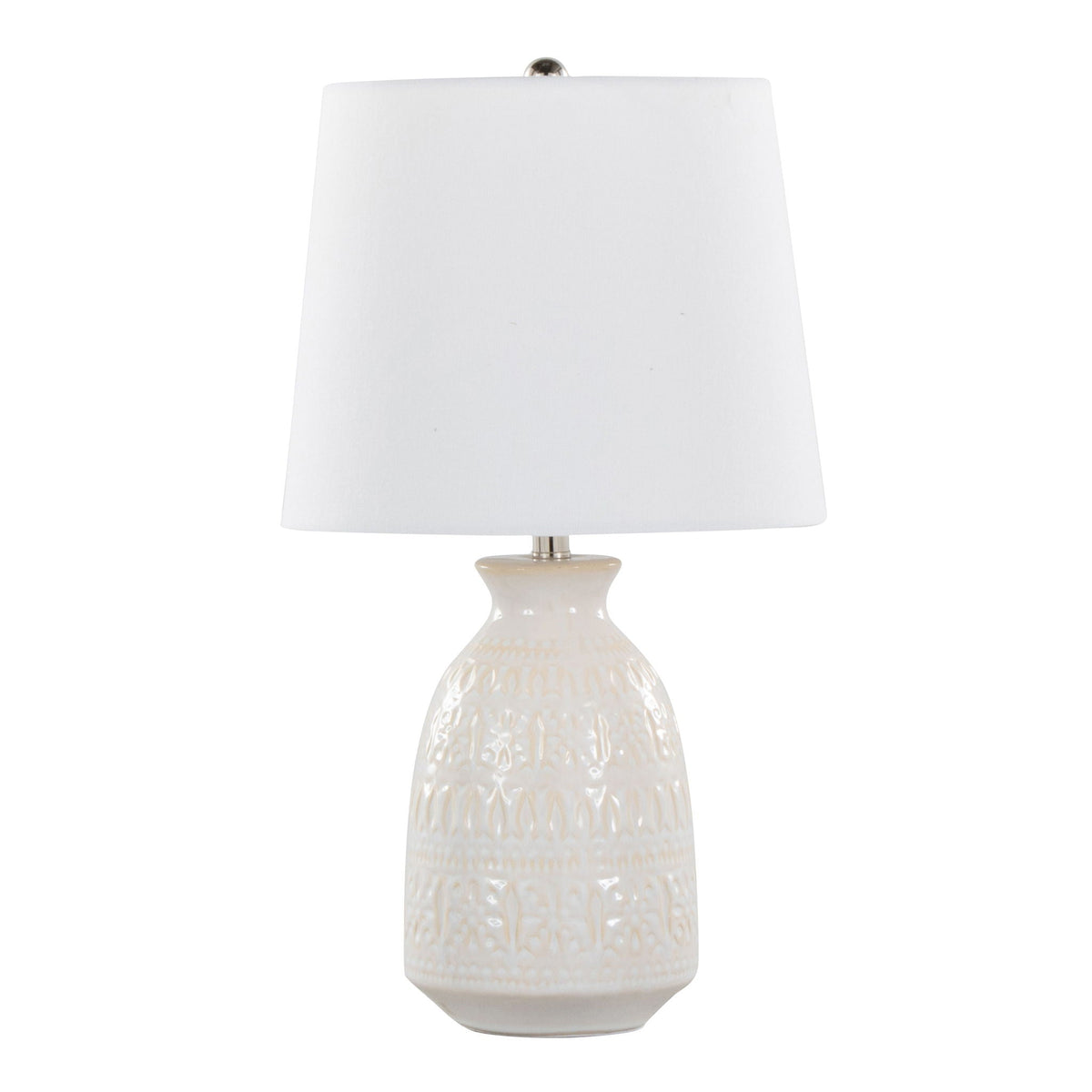 Contemporary Ceramic Lamp Set with Textured Vase Base - Green or White