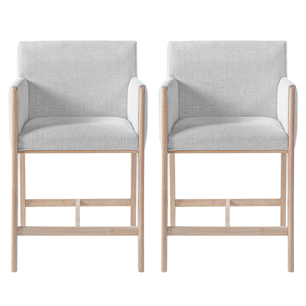 24'' Seat Height Upholstered Counter Stools with Arms - Set of 2 - Natural