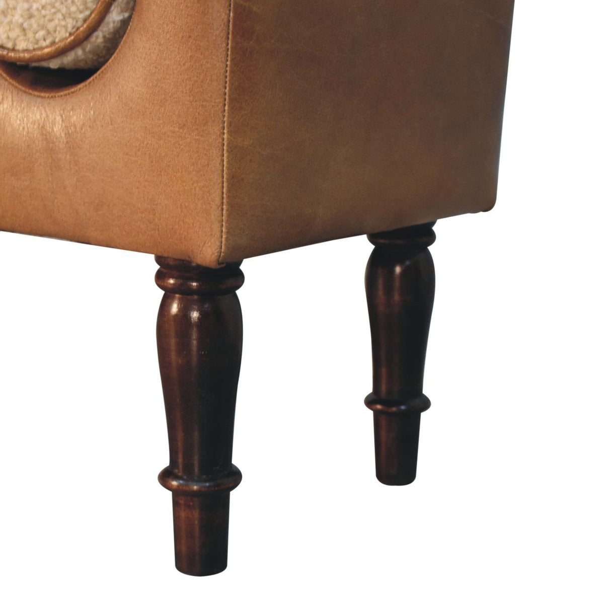 Solid Wood Chester Buffalo Bench with Buffalo Leather Upholstery