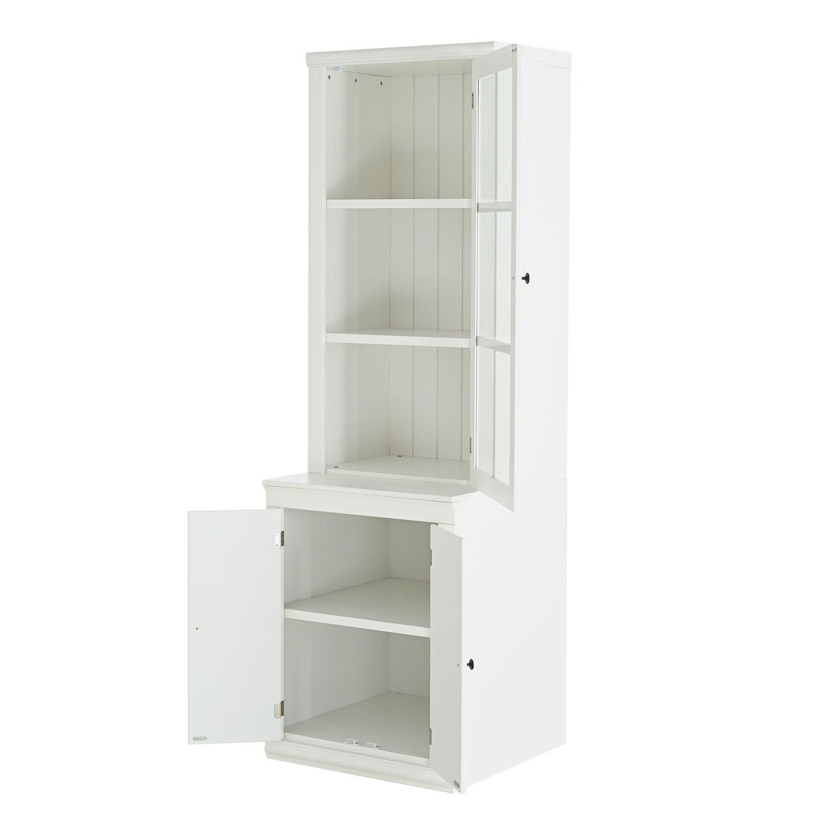 Retro Style Hutch Cabinet with Glass Door - White