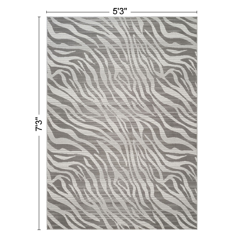 Geometric Area Rug with 3D Effect - Ivory / Gray