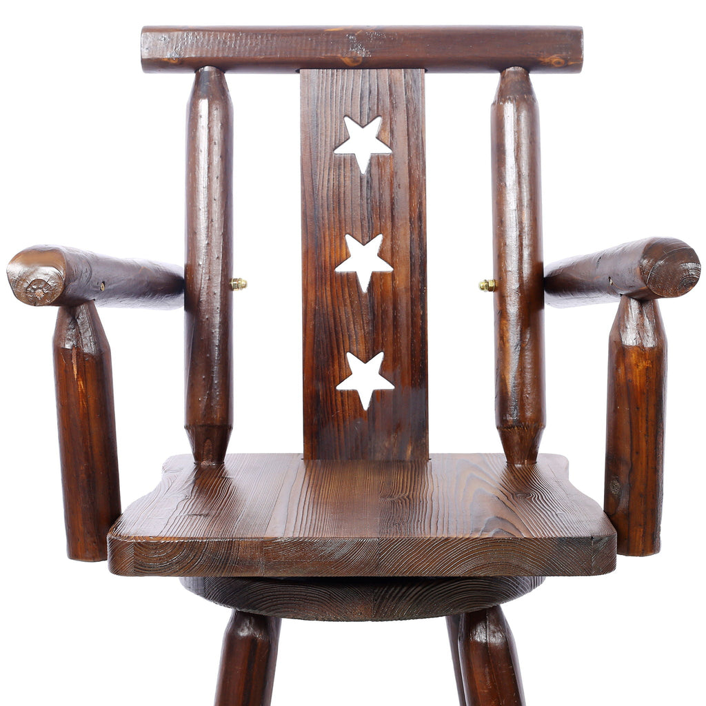 Rustic Tall Bistro Chair with Decorative Star Backrest and Footrest - Brown