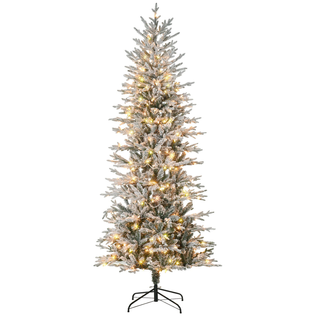 7.5ft Prelit Artificial Christmas Tree with Snow Flocked Branches - Warm Clear Lights