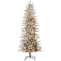 7.5ft Prelit Artificial Christmas Tree with Snow Flocked Branches - Warm Clear Lights