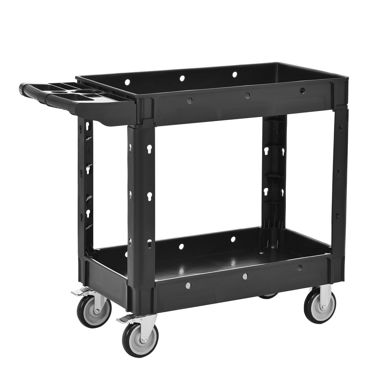 Two-Shelf Utility Cart with Wheels, 600 lbs Capacity - Polypropylene