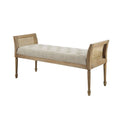 Natural Accent Bench with Arm and Tufted Upholstered Seat