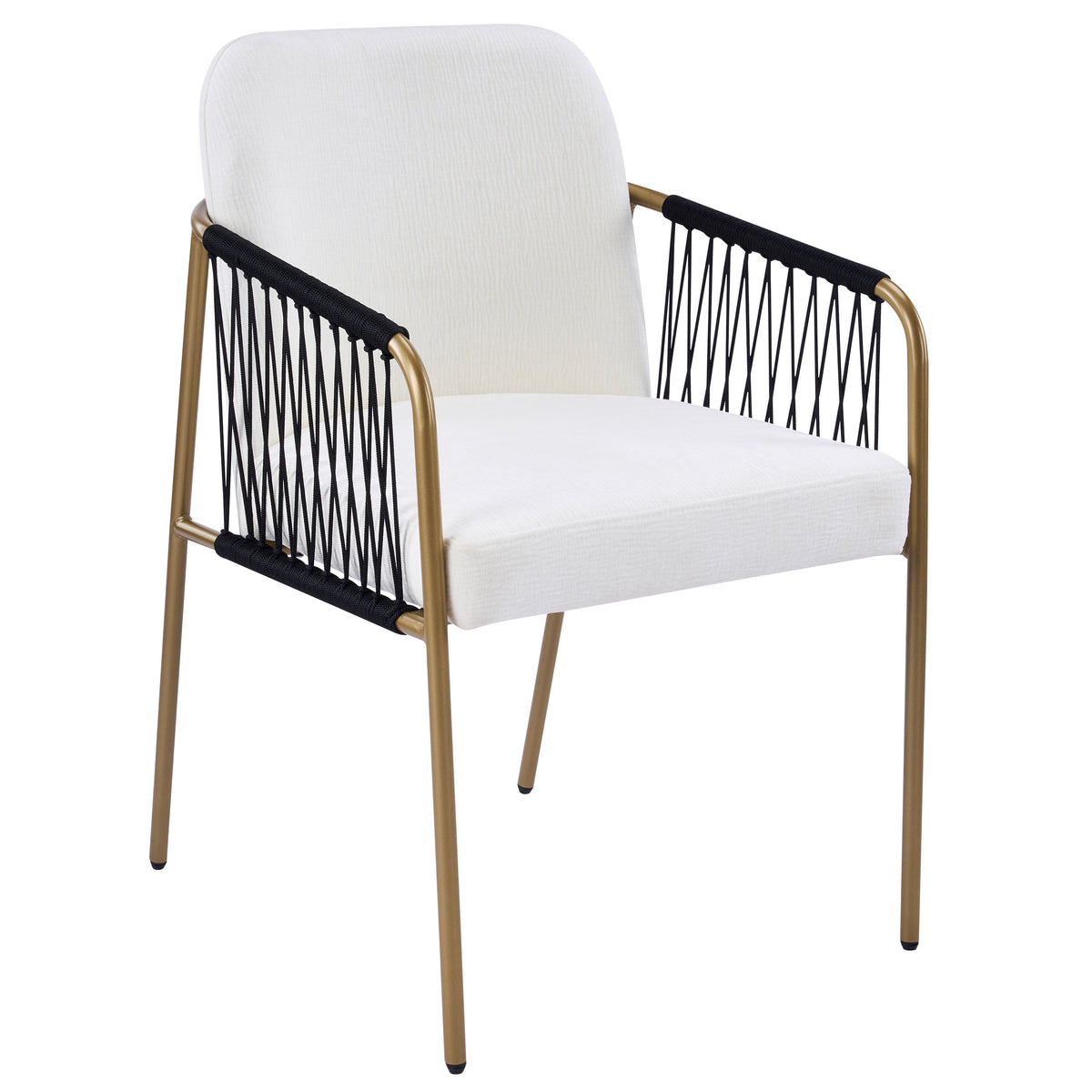 Modern Glam Upholstered Dining Chairs with Gold Frame - Beige