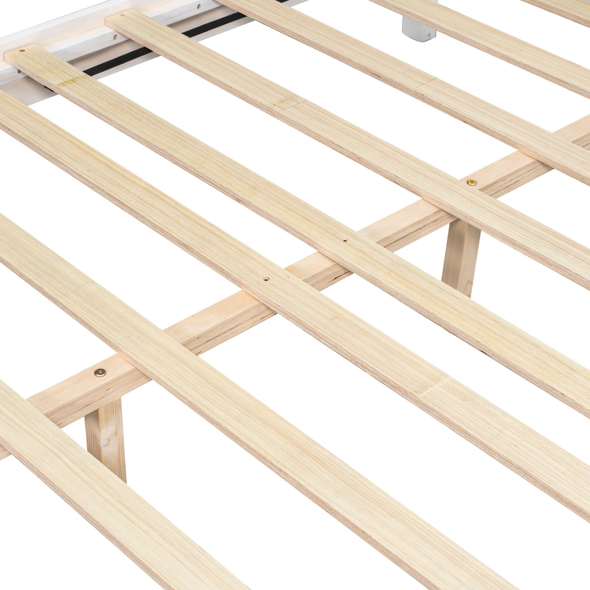 Queen Size Bed Frame with Vertical Slat Headboard - White