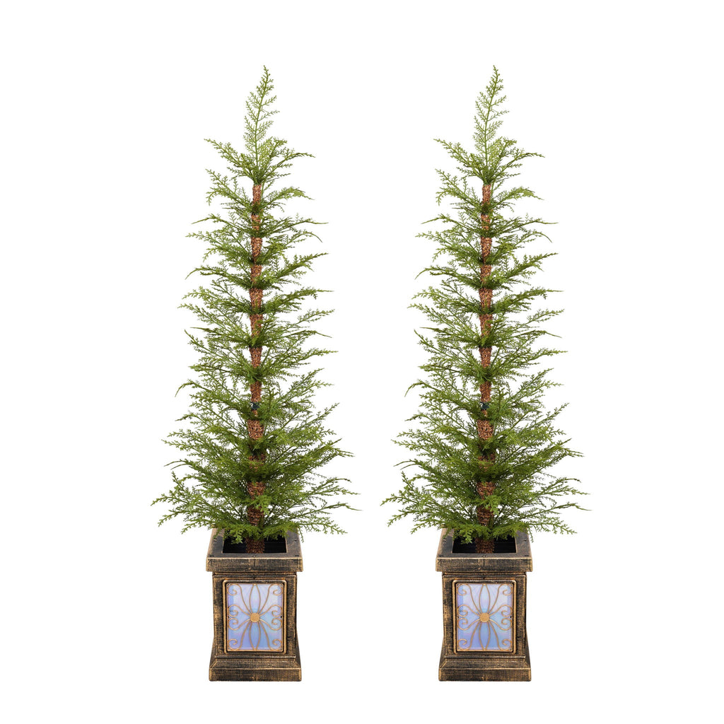 4Ft Pre Lit Artificial Christmas Tree 2 Piece Set with Pre-lit Lights - Green