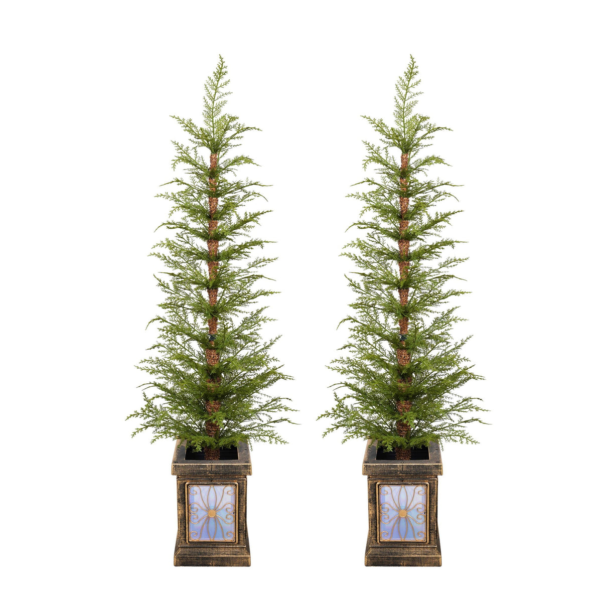 4Ft Pre Lit Artificial Christmas Tree 2 Piece Set with Pre-lit Lights - Green