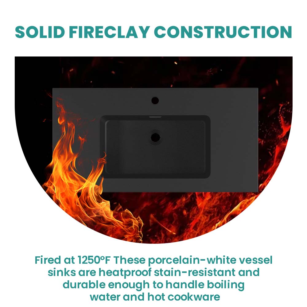 Matte Black Integrated Solid Surface Basin with Built-in Overflow - Matt Black