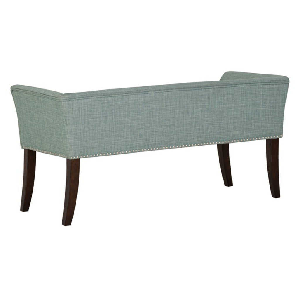 Welburn Upholstered Bench with Low Back and Flared Arms - Blue, Light Blue, or Beige