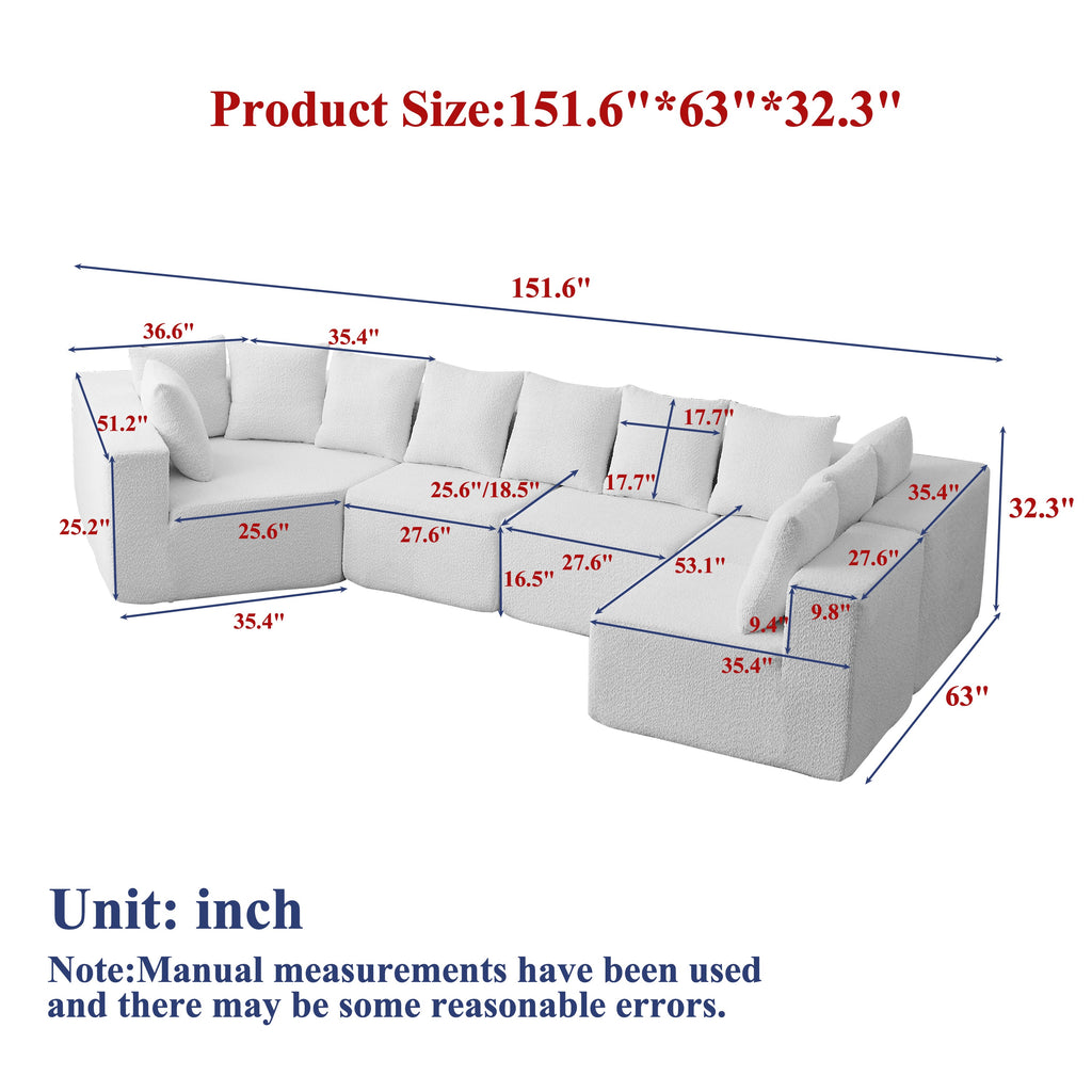 Extra-Large L-Shaped Chenille Sectional Sofa with 11 Pillows - Neutral Fabric