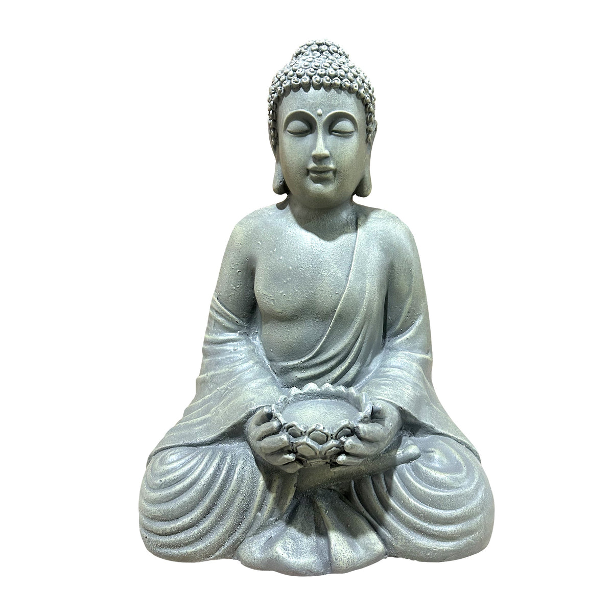 Magnesium Oxide Buddha Statue with Weatherproof Finish - Grey