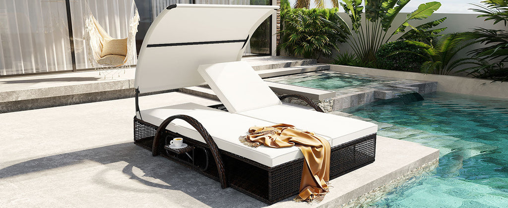 Outdoor Steel Frame Sun Lounger with Adjustable Backrest - Available in Beige, Blue, or Gray