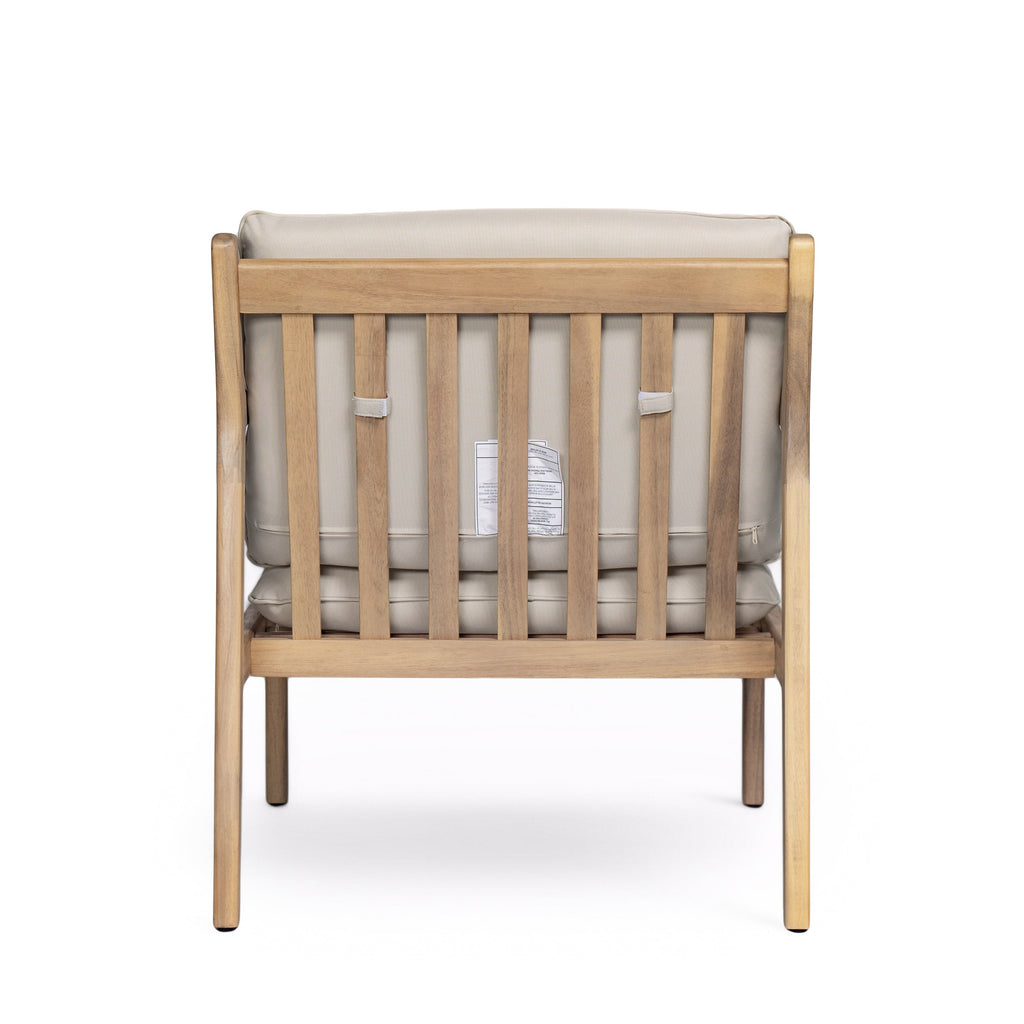 Outdoor Acacia Wood Armchair Set of 2 with Cushions - Light Teak