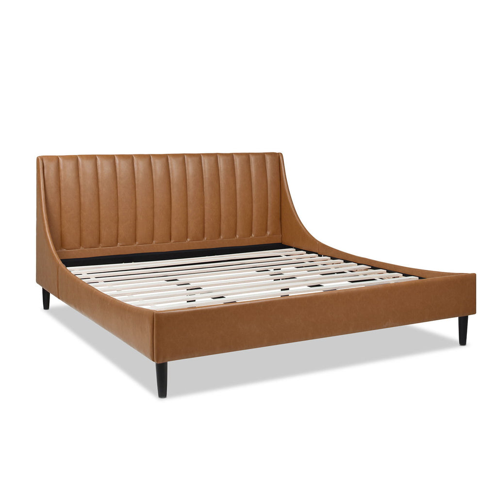 Vertical Tufted Modern Headboard Platform Bed Set with Upholstered Finish - Multiple Colors