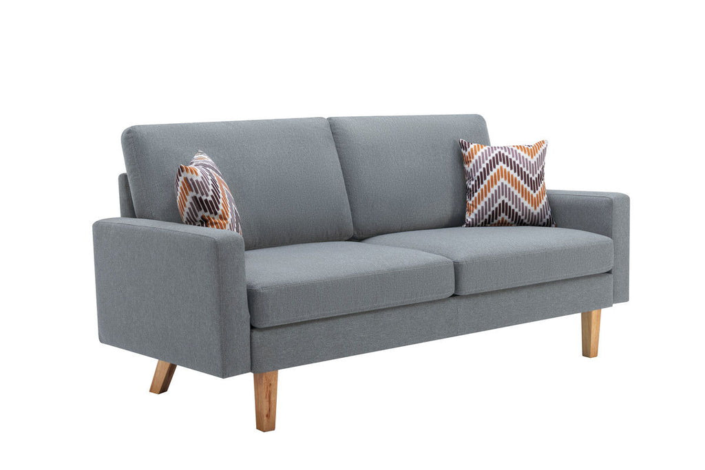Minimalistic Stationary Sofa with 2 Throw Pillows - Select Color