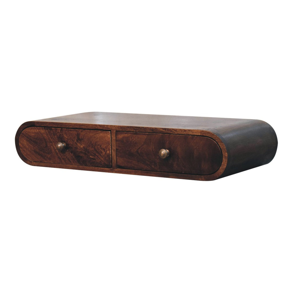 Solid Wood Wall-Mounted Console Table with Modern Design - California Walnut
